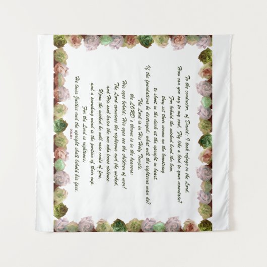 Scripture, Psalm 11, Green Gray Roses Wandteppich (Vorderseite (Horizontal))