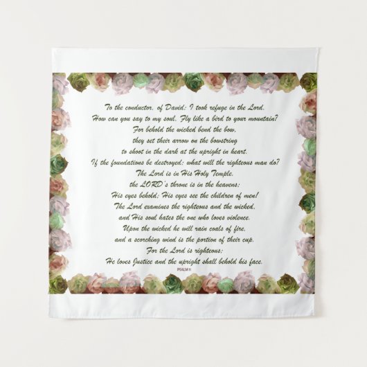Scripture, Psalm 11, Green Gray Roses Wandteppich (Vorderseite)