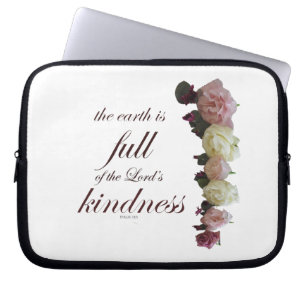 Scripture, Psalm 33, White and Pink Roses Laptopschutzhülle