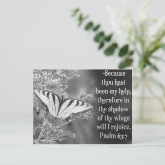 SCRIPTURE PSALM 63:7 W/ SCHALTFLÄDEN POSTKARTE (Stehend Vorderseite)