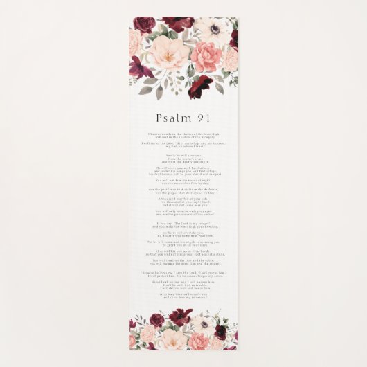 Scripture Psalm 91 Burgund Blush Floral Yoga Mat Yogamatte (Vorderseite)