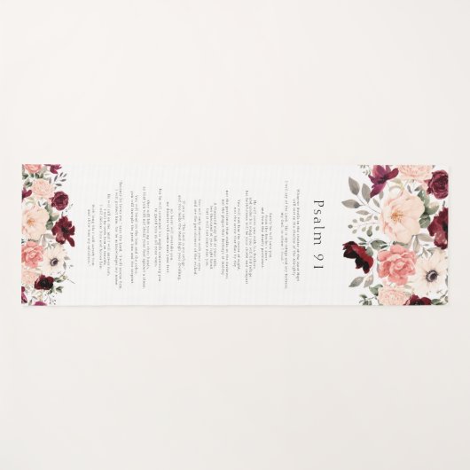 Scripture Psalm 91 Burgund Blush Floral Yoga Mat Yogamatte (Vorderseite (Horizontal))