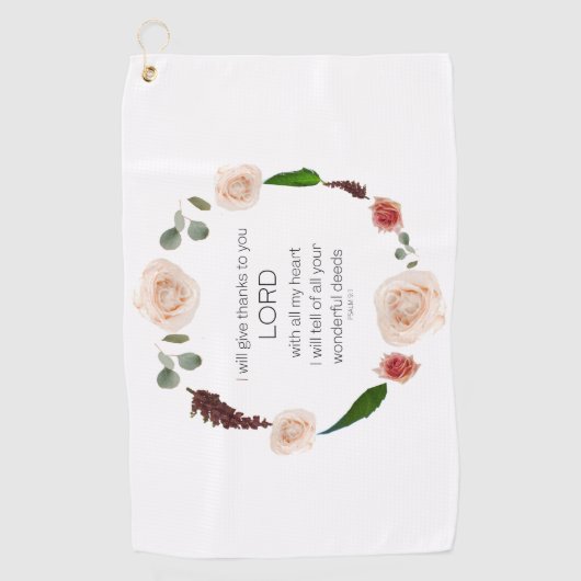 Scripture, Psalm 9, All Your Wonderful Deeds LORD Golfhandtuch (Vorderseite)