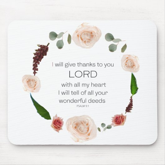 Scripture, Psalm 9, All Your Wonderful Deeds LORD Mousepad (Vorne)