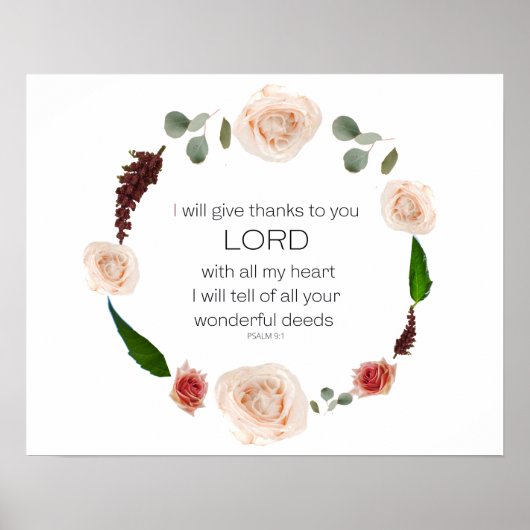 Scripture, Psalm 9, All Your Wonderful Deeds LORD Poster (Vorne)