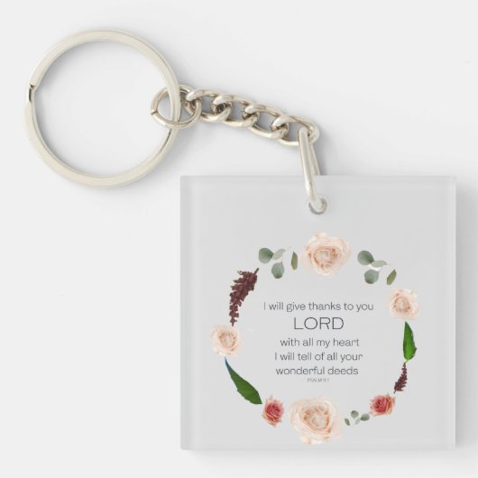 Scripture, Psalm 9, All Your Wonderful Deeds LORD Schlüsselanhänger (Vorderseite)