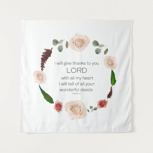 Scripture, Psalm 9, All Your Wonderful Deeds LORD Wandteppich (Vorderseite)