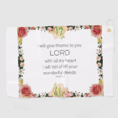 Scripture Psalm 9, Floral Golfhandtuch (Horizontal)