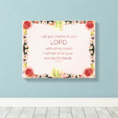 Scripture Psalm 9, Floral Leinwanddruck (Insitu (Holzboden))