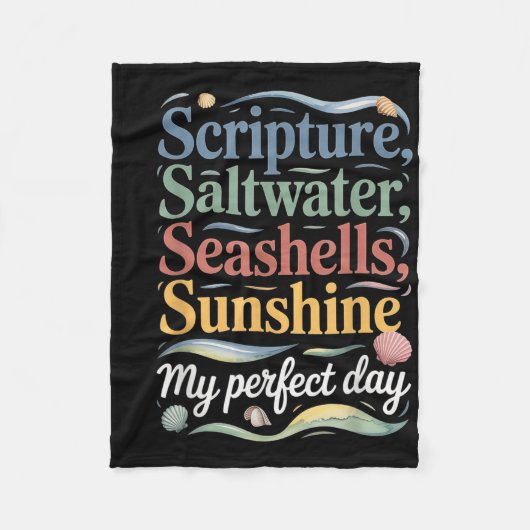 Scripture Saltwater Seashells Sunshine Mein Perfek Fleecedecke (Vorderseite)