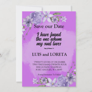 Scripture Save the Date Card Ich habe Lila gefunde