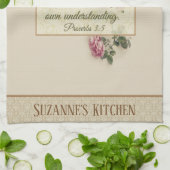 Scripture-Vers-Rosa-Rosen-mit Blumenreligiöses Geschirrtuch (Gefaltet)