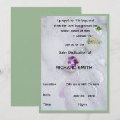 Scripture Verse Boy Baby Dedication Invitation Einladung (Vorne/Hinten)