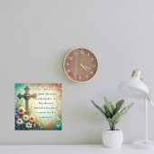 Scripture Verse John 3:16 Floral Cross Oster Fotodruck