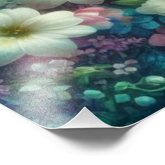 Scripture Verse John 3:16 Floral Cross Oster Fotodruck (Ecke)