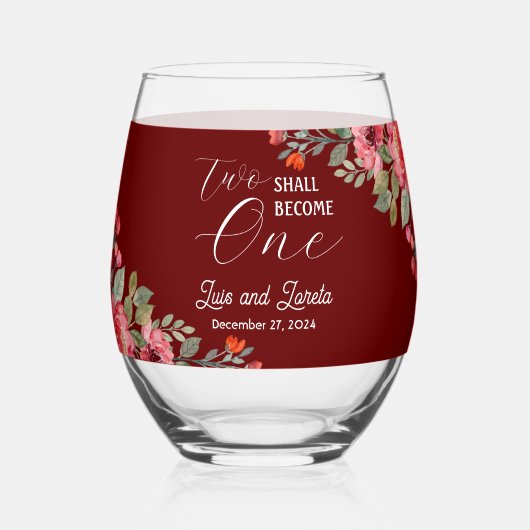 Scripture Wedding Glasses Weinglas Ohne Stiel (Rückseite)