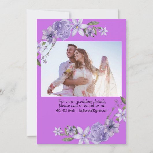 Scripture Wedding Invitation Card I fand Lila Einladung (Rückseite)