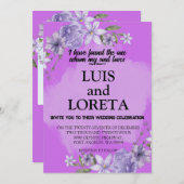 Scripture Wedding Invitation Card I fand Lila Einladung (Vorne/Hinten)