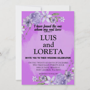 Scripture Wedding Invitation Card I fand Lila Einladung
