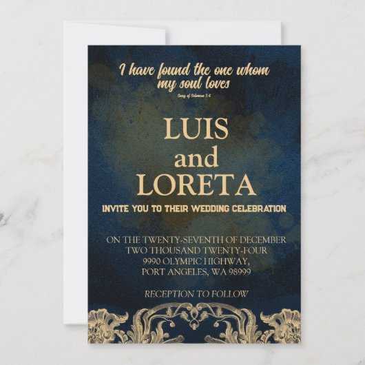 Scripture Wedding Invitation Card I found Blue Einladung (Vorderseite)