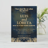 Scripture Wedding Invitation Card I found Blue Einladung (Stehend Vorderseite)