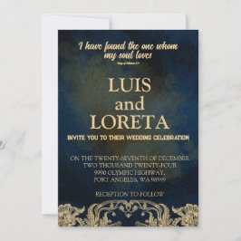Scripture Wedding Invitation Card I found Blue Einladung