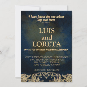Scripture Wedding Invitation Card I found Blue Einladung