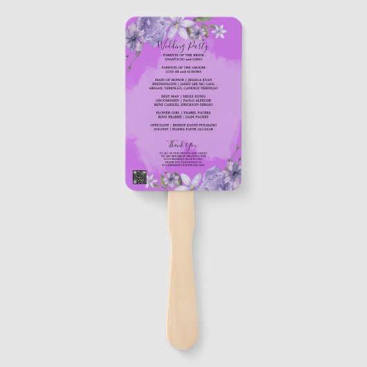 Scripture Wedding Program Hand Fan Fächer (Rückseite)