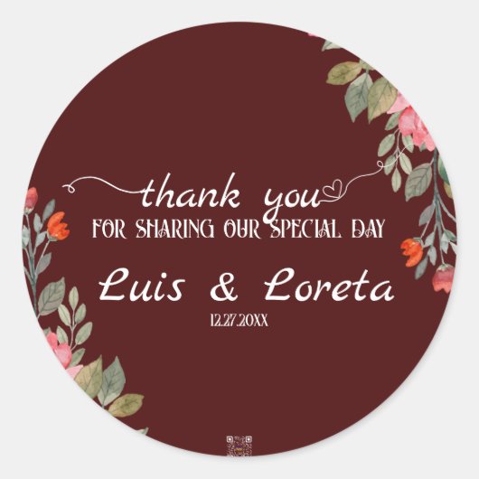 Scripture Wedding Vielen Dank Runder Aufkleber (Vorderseite)