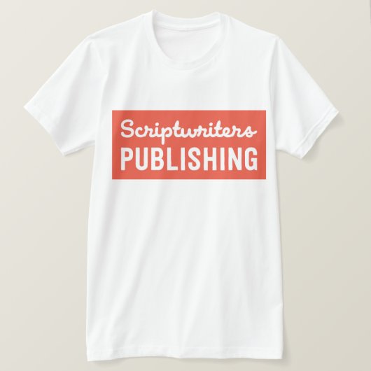 Scriptwriters-Körper-Pfirsich T-Shirt (Design vorne)