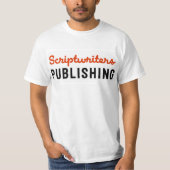 Scriptwriters-Veröffentlichenschwarzes/rotes T-Shirt (Vorderseite)