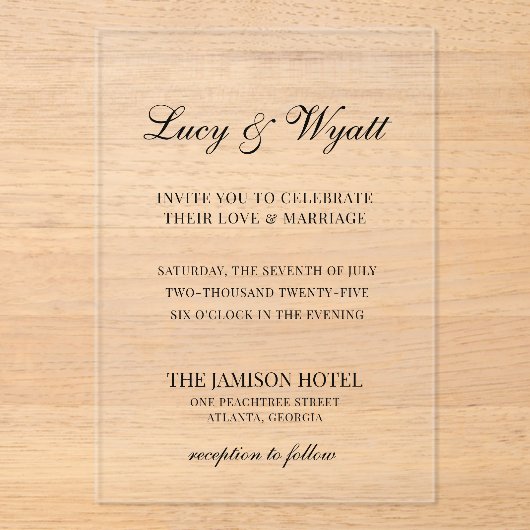 Scripty Black & White Modern Wedding Einladung (Vorderseite)