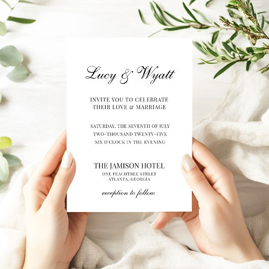 Scripty Black & White Modern Wedding Einladung