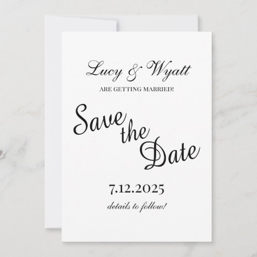 Scripty Black & White Save the Date (Vorderseite)