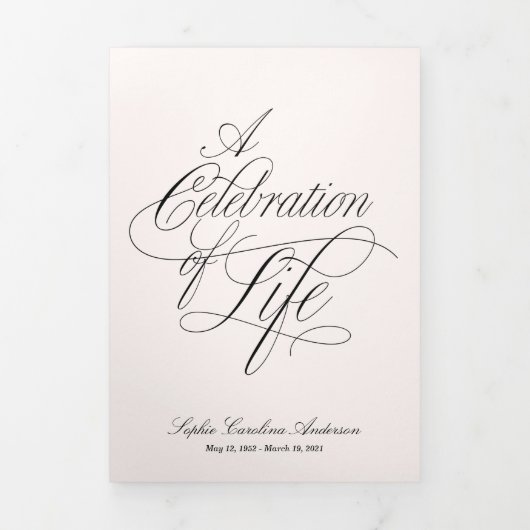 Scripty Celebration of Life Program Dreifach Gefaltete Einladung (Cover)