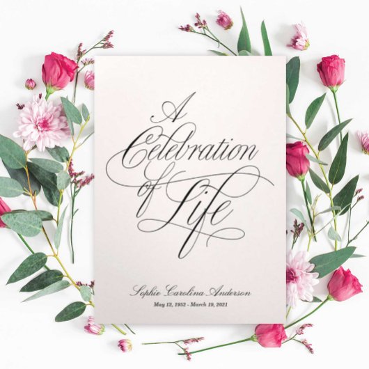 Scripty Celebration of Life Program Dreifach Gefaltete Einladung