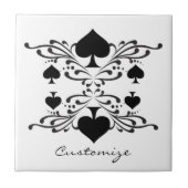 Scroll Black Spades Thunder_Cove im Tattoo-Stil Fliese (Vorderseite)