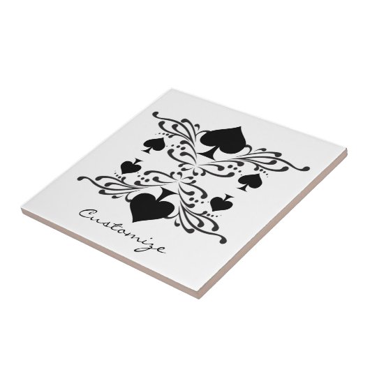 Scroll Black Spades Thunder_Cove im Tattoo-Stil Fliese (Seite)