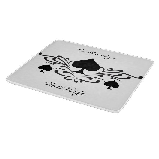 Scroll Black Spades Thunder_Cove im Tattoo-Stil Schneidebrett (Ecke)