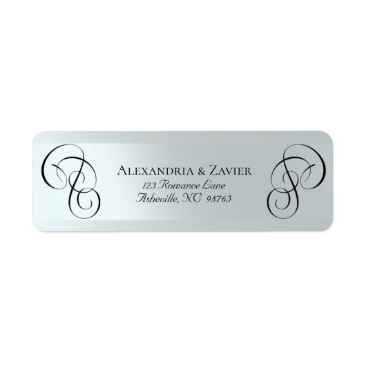 Scroll Calligraphy Adressetiketten - Silber (Vorne)