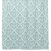 Scroll Damask Aquamarines großes Muster Duschvorhang (Vorderseite)