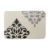 Scroll Damask Art I Black Gray Creme Badematte (Vorderseite)
