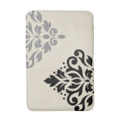 Scroll Damask Art I Black Gray Creme Badematte (Vorderseite Vertikal)