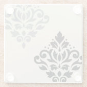 Scroll Damask Art I Black Gray Creme Glasuntersetzer (Rückseite)