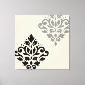 Scroll Damask Art I Black Gray Creme Leinwanddruck (Vorderseite)