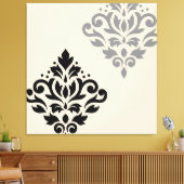 Scroll Damask Art I Black Gray Creme Leinwanddruck (Insitu (Wohnzimmer))