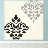 Scroll Damask Art I Black Gray Creme Leinwanddruck (Insitu (Holzboden))