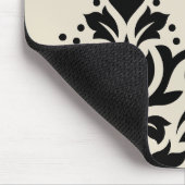 Scroll Damask Art I Black Gray Creme Mousepad (Ecke)