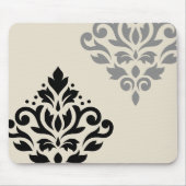 Scroll Damask Art I Black Gray Creme Mousepad (Vorne)