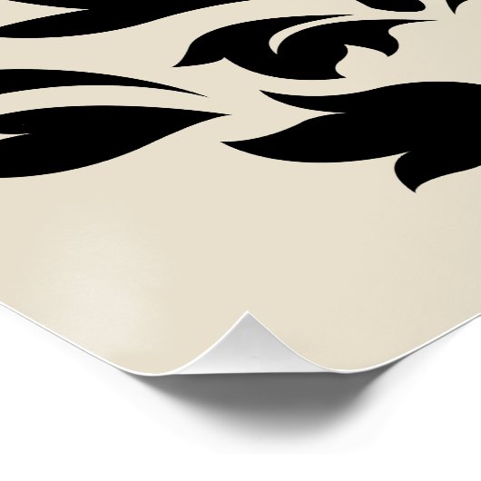 Scroll Damask Art I Black Gray Creme Poster (Ecke)